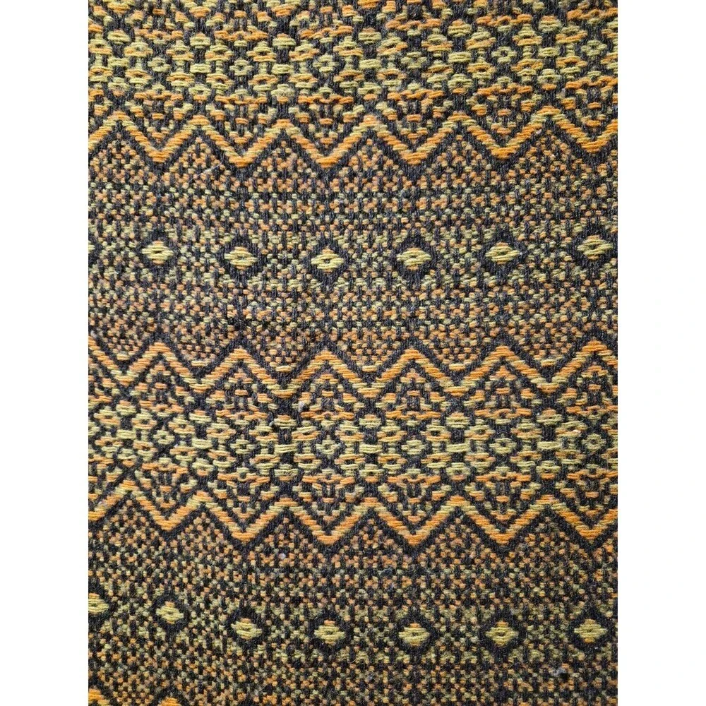 Vintage Amana Woolen Mills 100% Wool Blanket Fringe Aztec Light Damage 52x60